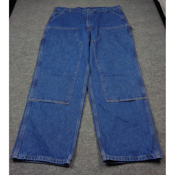 Carhartt Double Knee Denim Pants Mens Blue Size 40x32 B73DST Workwear